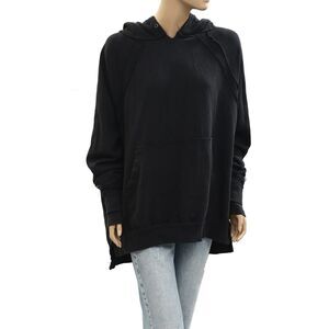 Free People We The Free Hoodie Sweatshirt Top Long Sleeve Cotton Black S 284138